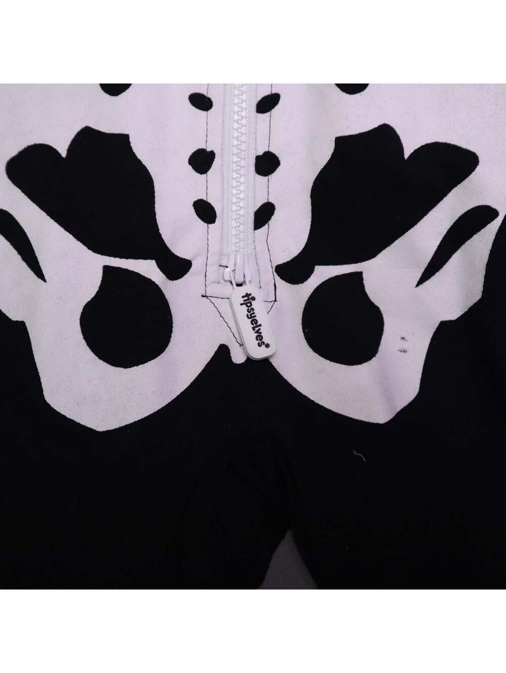 Tipsy Elves Skeleton Jumpsuit Onesie Costume Full Zip Hood Halloween - Picture 7 of 13